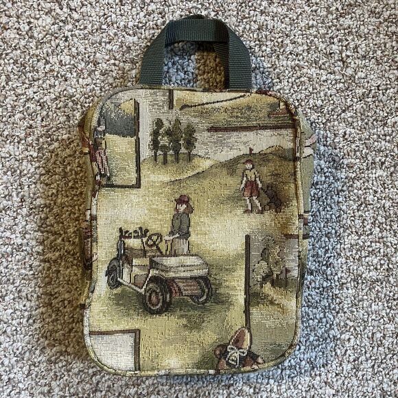 New American Industries Golfer Tapestry Bag Golf Pouch Zipper Artsy Woman Zip - Picture 2 of 14